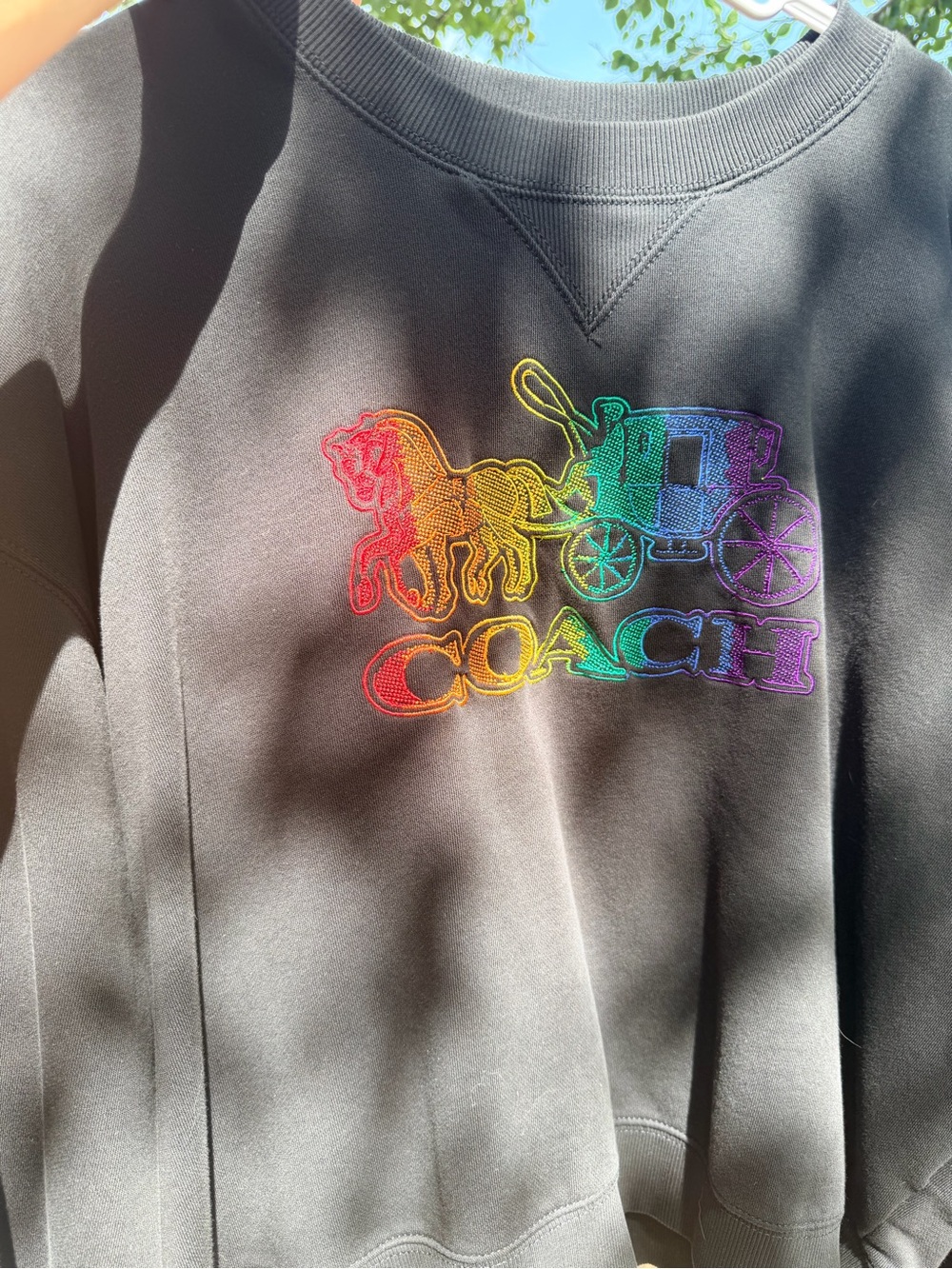 Coach Black Pride Crewneck Sweatshirt with Embroidered Logo - Picture 4 of 4